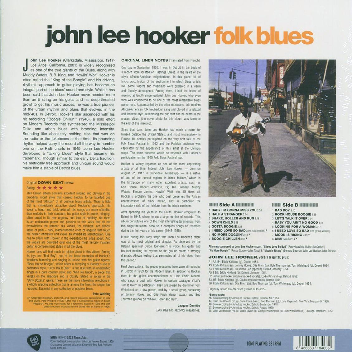John Lee Hooker - Folk Blues (+5 bonus tracks) (ltd. ed.) (180g) Vinyl Record