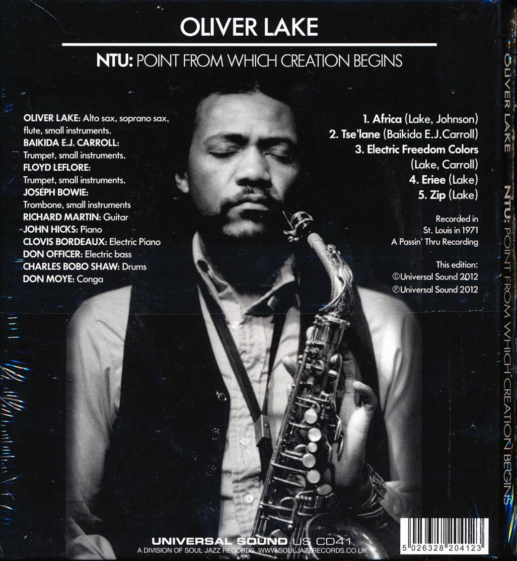 Oliver Lake - NTU: Point From Which Creation Begins Music CD
