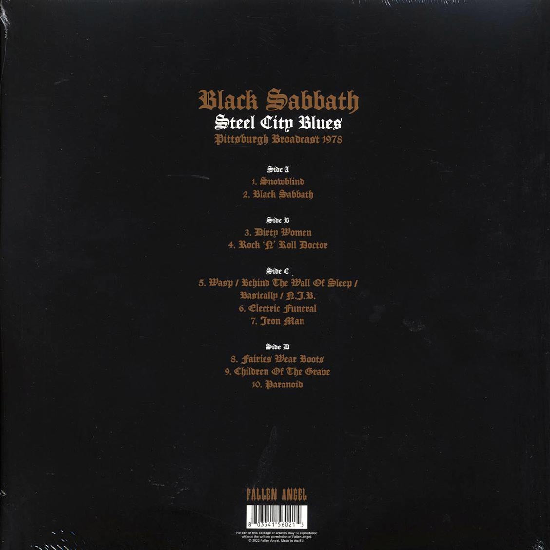 Black Sabbath - Steel City Blues: Pittsburgh Broadcast 1978 (2xLP) (clear vinyl) Vinyl Record
