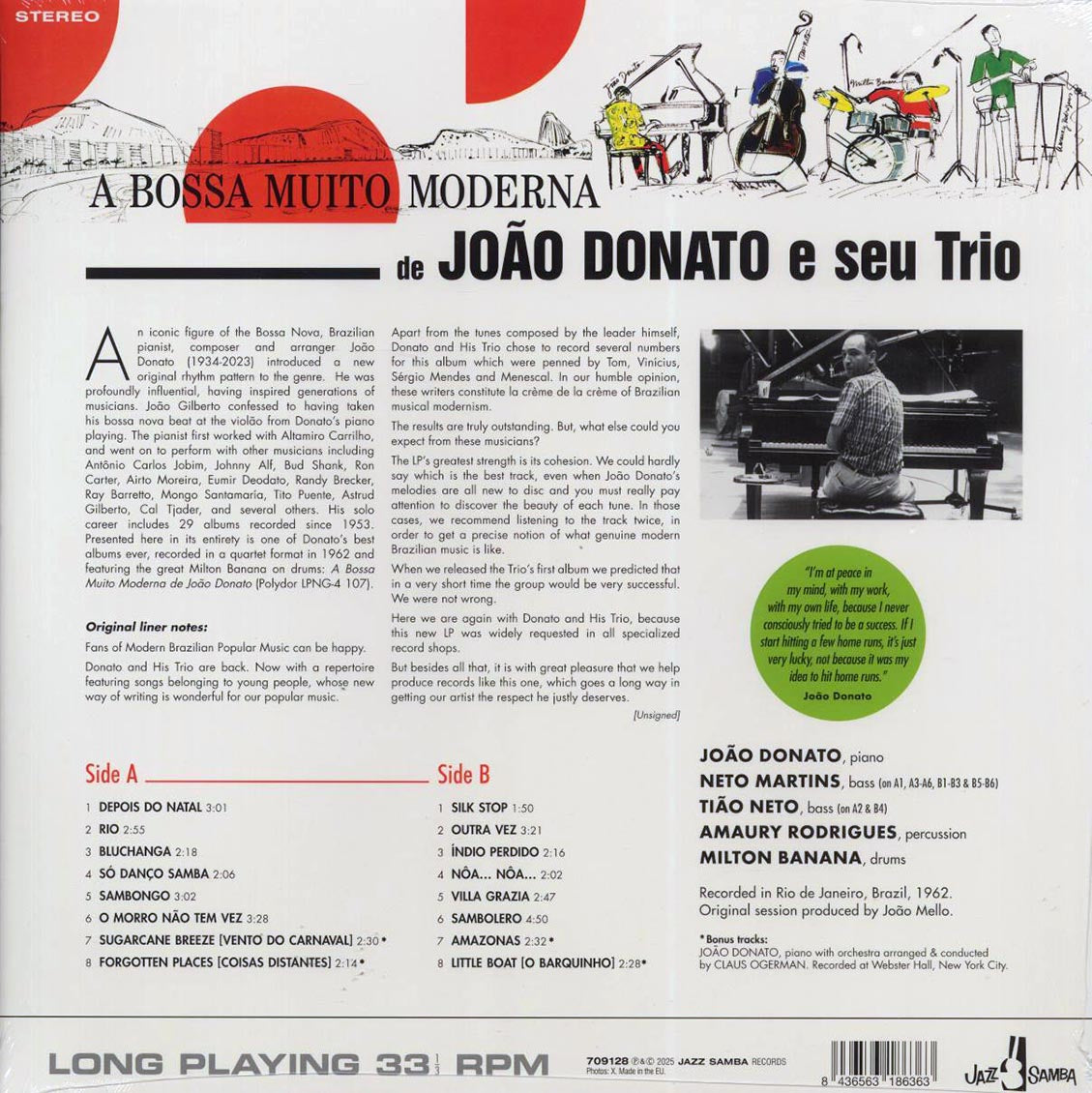 Joao Donato & Seu Trio - A Bossa Muito Moderna de Joao Donato E Seu Trio (+4 bonus tracks) (ltd. ed.) (180g) Vinyl Record