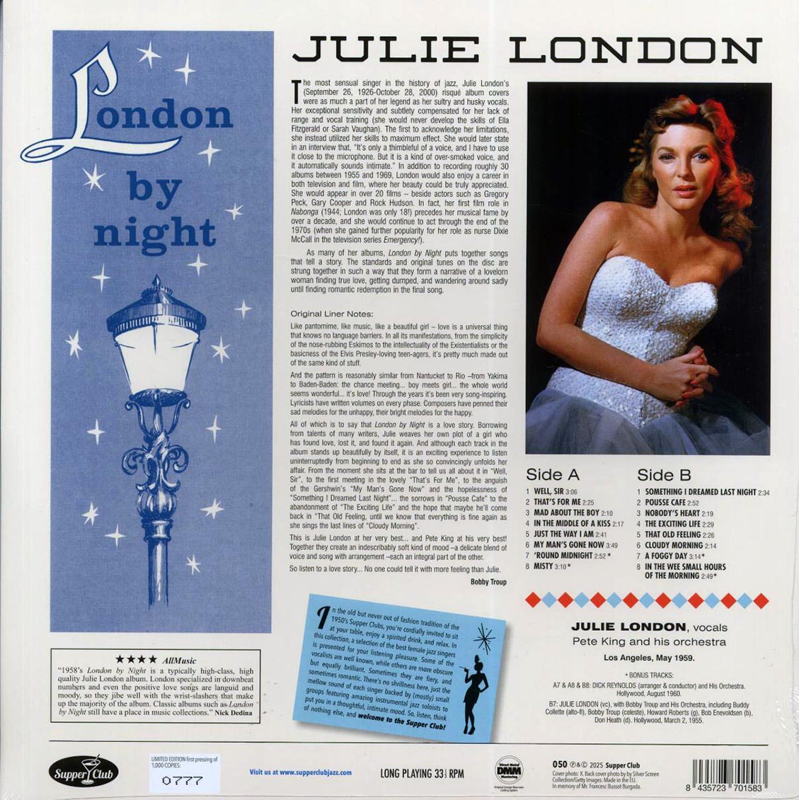 Julie London - London By Night (+4 bonus tracks) (ltd. ed.) (180g) Vinyl Record