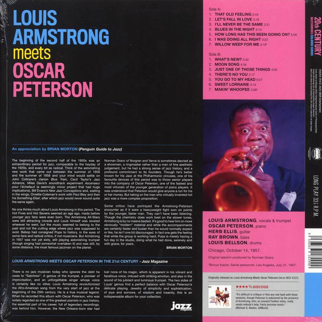 Louis Armstrong, Oscar Peterson - Louis Armstrong Meets Oscar Peterson (+2 bonus tracks) (ltd. ed.) (180g) (yellow vinyl) Vinyl Record