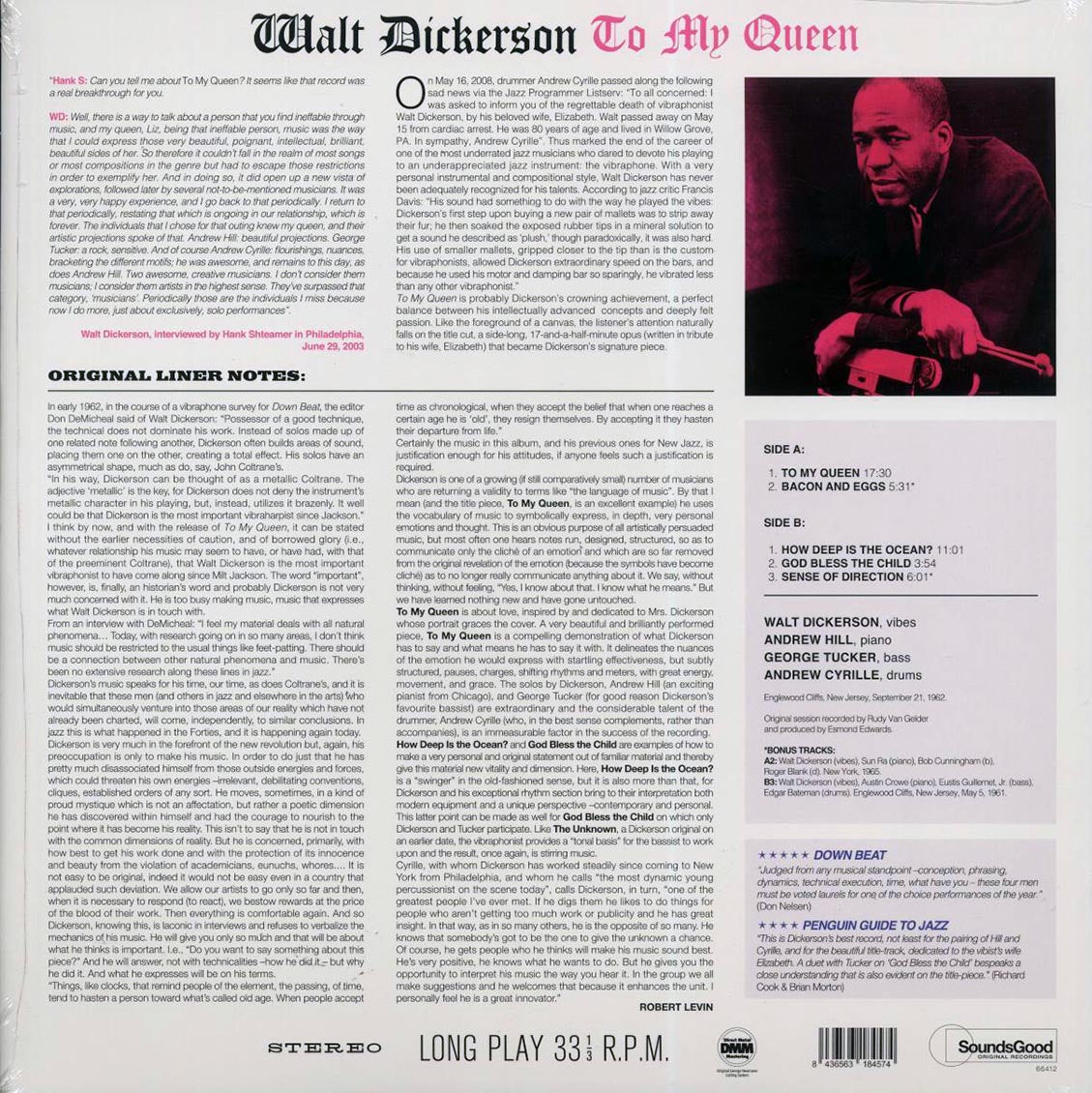 Walt Dickerson - To My Queen (+2 bonus tracks) (ltd. ed.) (180g) Vinyl Record