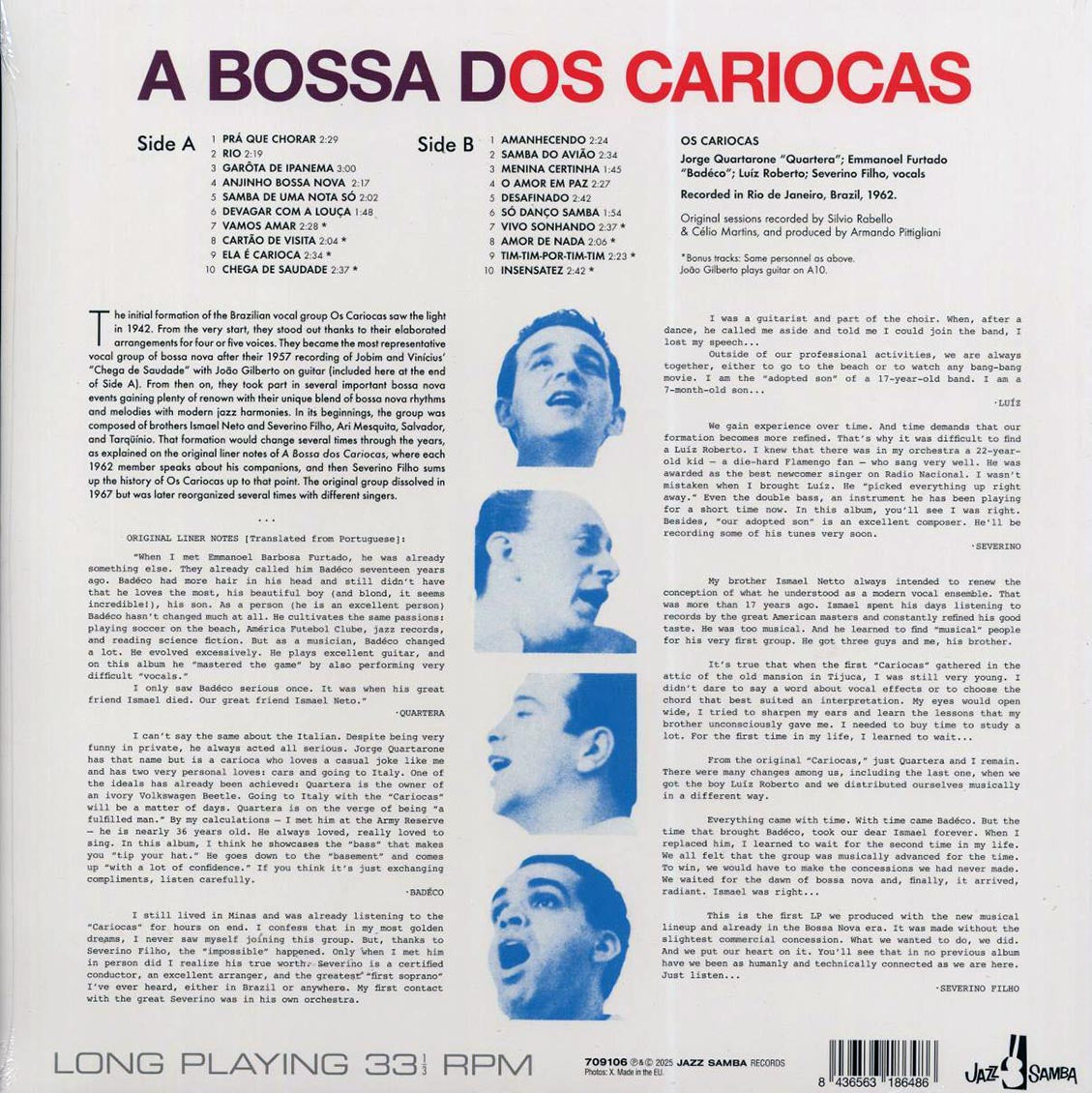 Os Cariocas - A Bossa Dos Cariocas (20 tracks) (+8 bonus tracks) (ltd. ed.) (180g) Vinyl Record