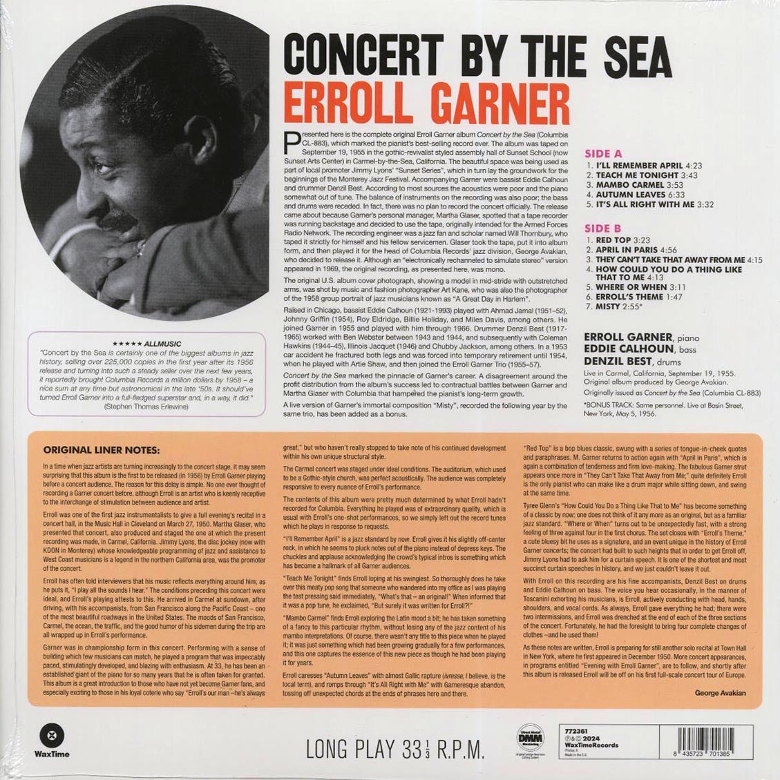 Erroll Garner - Concert By The Sea (+bonus track) (ltd. ed.) (180g) (remastered) Vinyl Record