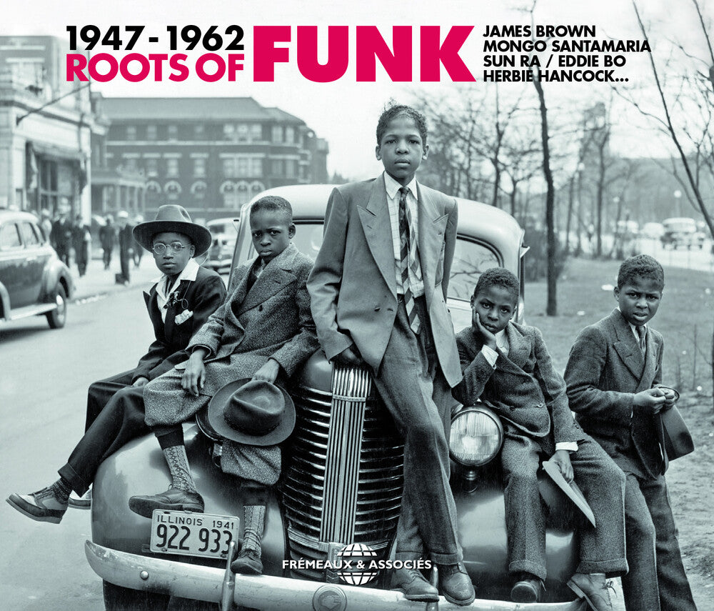 the album cover for Brown; Santamaria; Ra; Bo; Hancock - Roots Of Funk 1947-62