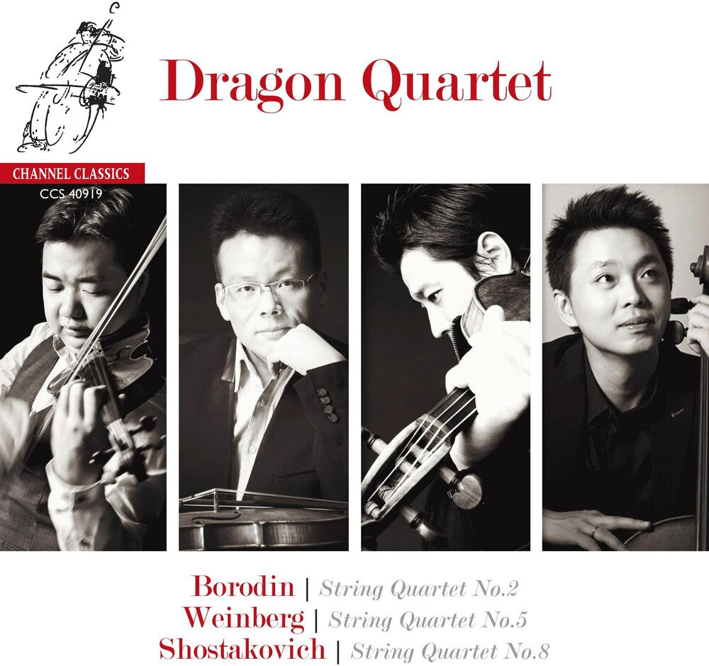 the album cover for Dragon Quartet - Borodin Shostakovich & Weinberg: String Quartets