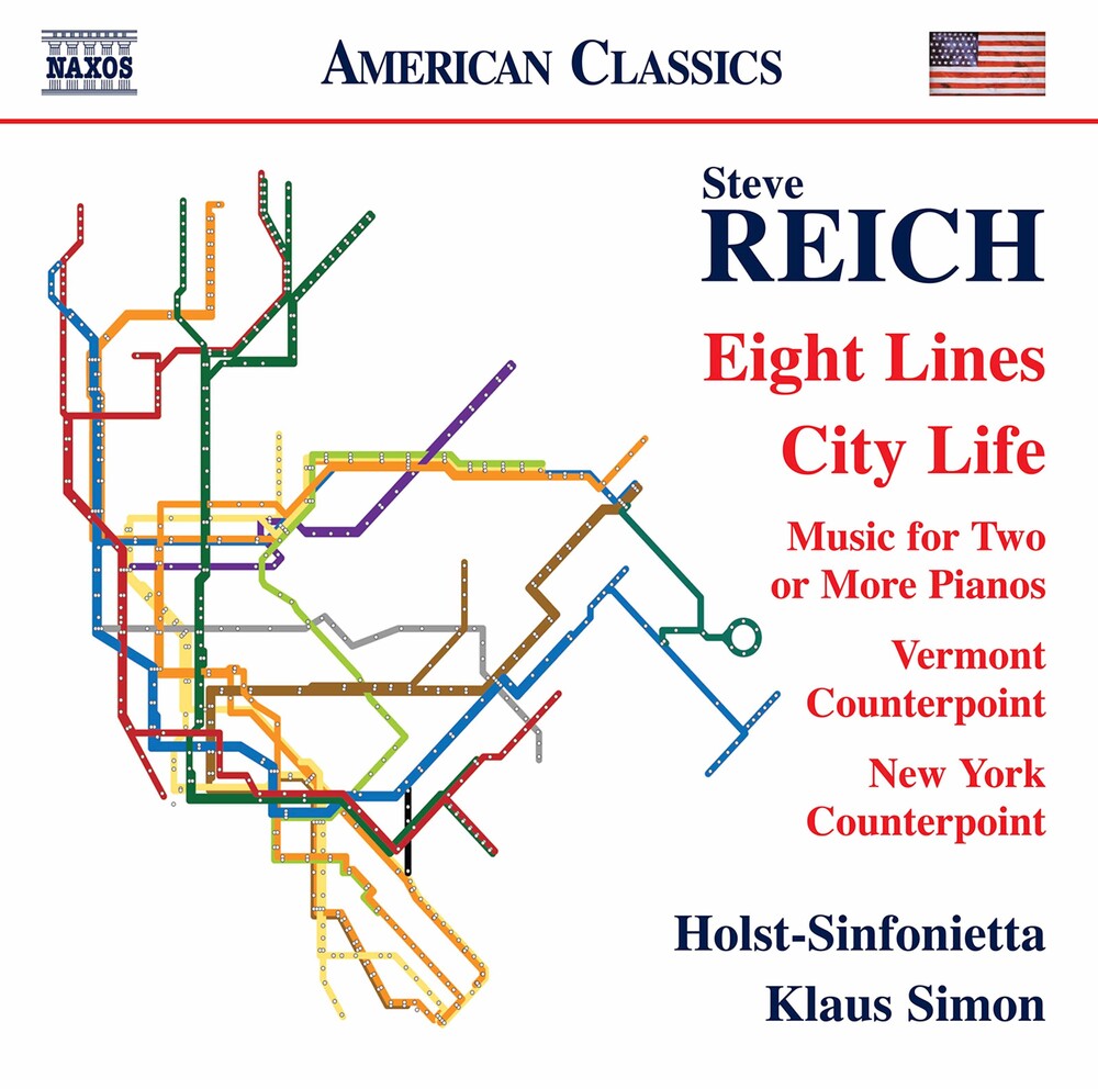 the album cover for Reich / Holst-Sinfonietta / Simon - Eight Lines / City Life