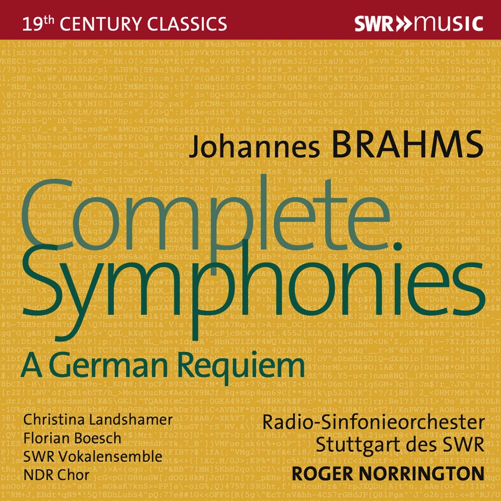 the album cover for Brahms / Norrington / Ndr Chor - Complete Symphonies (4pk)