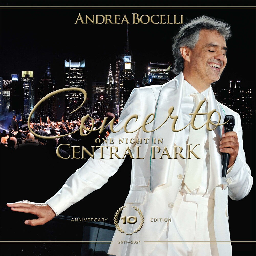 the album cover for Andrea Bocelli - Concerto: One Night In Central Park - 10th Anniversary