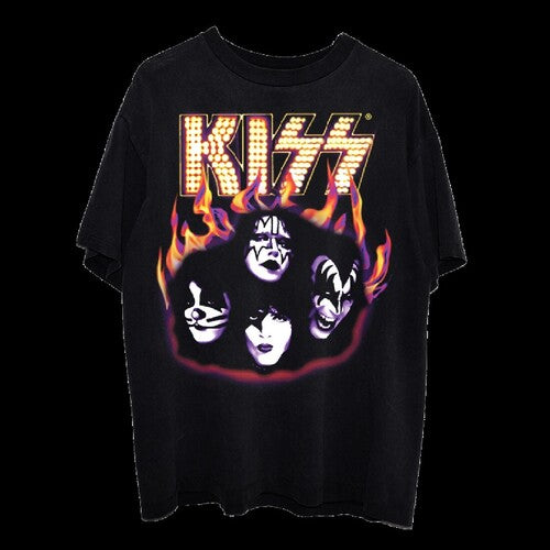 Kiss Airbrushed Flames Logo Blk Unisex Ss Tee L - Kiss Airbrushed Flames Logo Blk Unisex Ss Tee L - Apparel