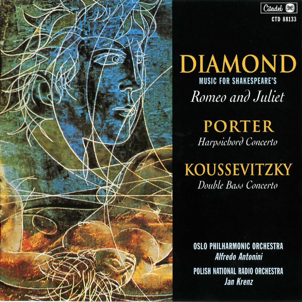 the album cover for Diamond: Romeo and Juliet / Porter / Various - Diamond: Romeo And Juliet / Porter: Harpsichord Concerto / Koussevitsy : Double Bass Concerto (Various Artists)