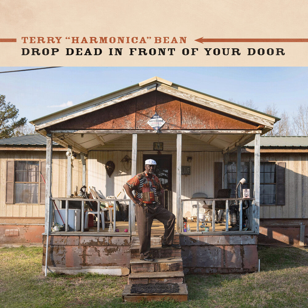 the album cover for Terry Bean 'harmonica' - Drop Dead In Front Of Your Door