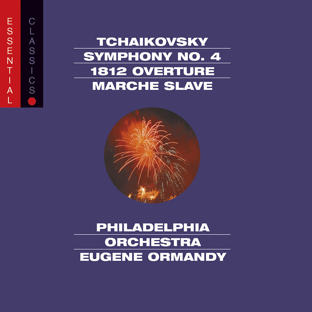 the album cover for Eugene Ormandy - Sym 4 / 1812 Ovtr Marche & Slave - Essential