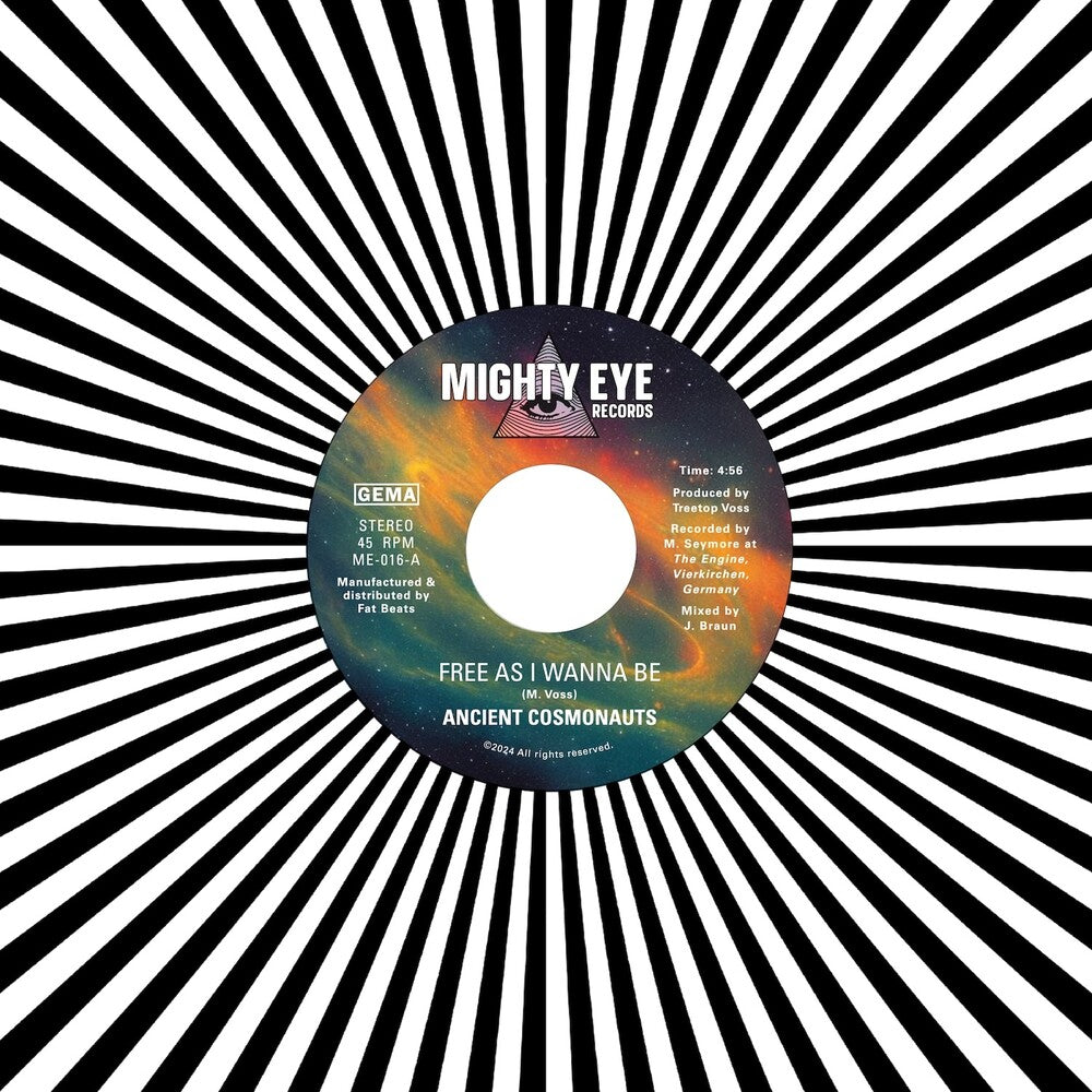 the album cover for Ancient Cosmonauts - Free As I Wanna Be B/w Intergalactical Travel