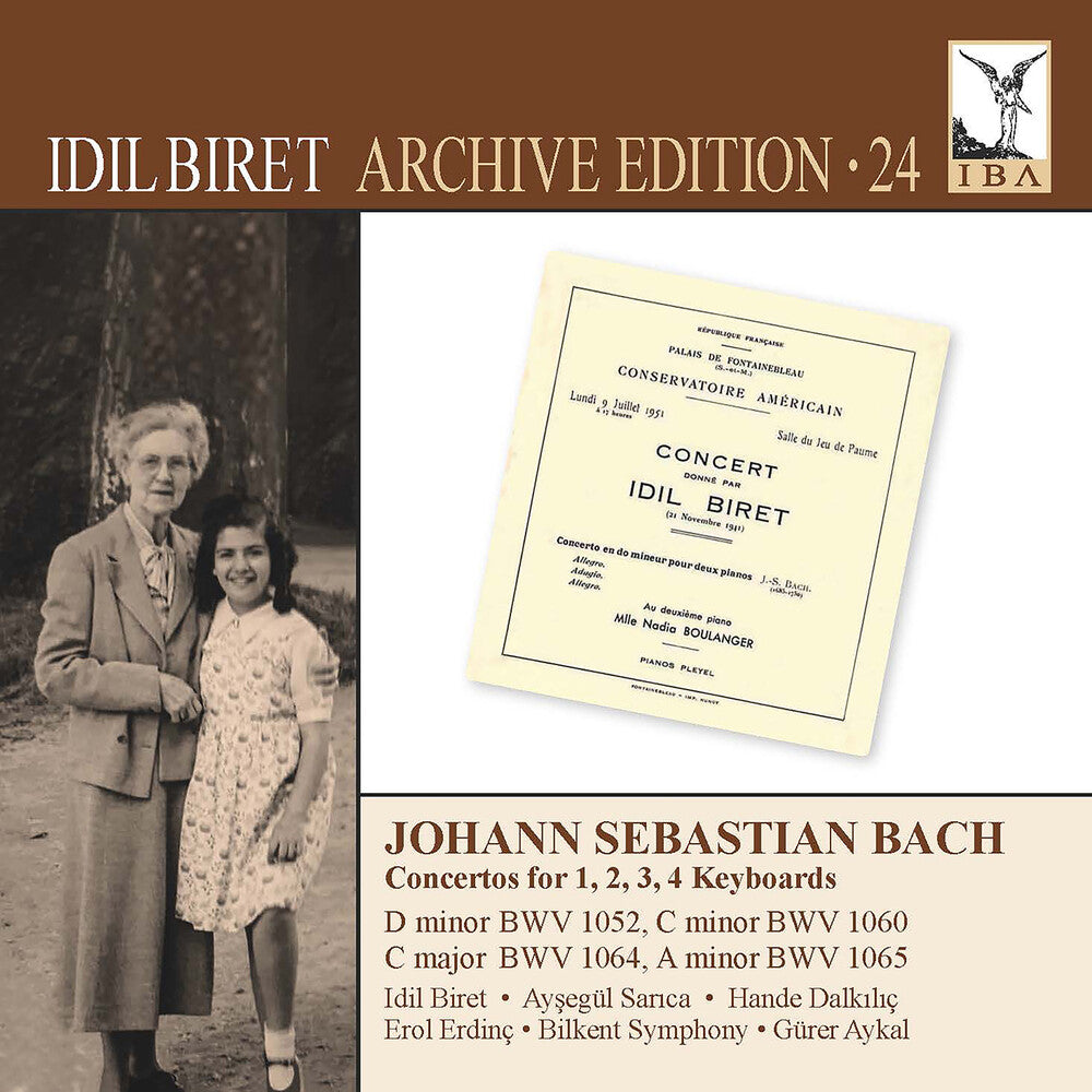 the album cover for J Bach .S. / Sarica / Bilkent Symphony Orchestra - Concertos For 1, 2, 3, 4 Keyboards - Idil Biret