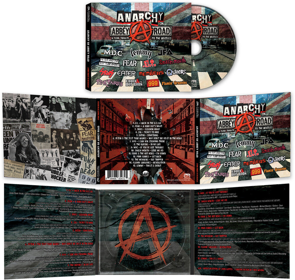 the album cover for Various Artists - Anarchy On Abbey Road - A Punk Tribute to The Beatles