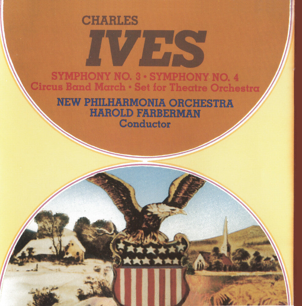 the album cover for New Philharmonia Orchestra - Ives: Symphonies Nos. 3 & 4 Circus Band March