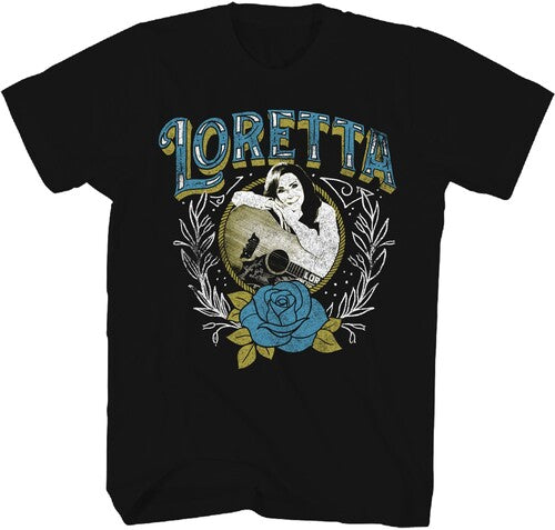Loretta Lynn Photo Rose Tshirt Sm Blk Ts0001lrla1 - Loretta Lynn Photo Rose Tshirt Sm Blk Ts0001lrla1 - Apparel
