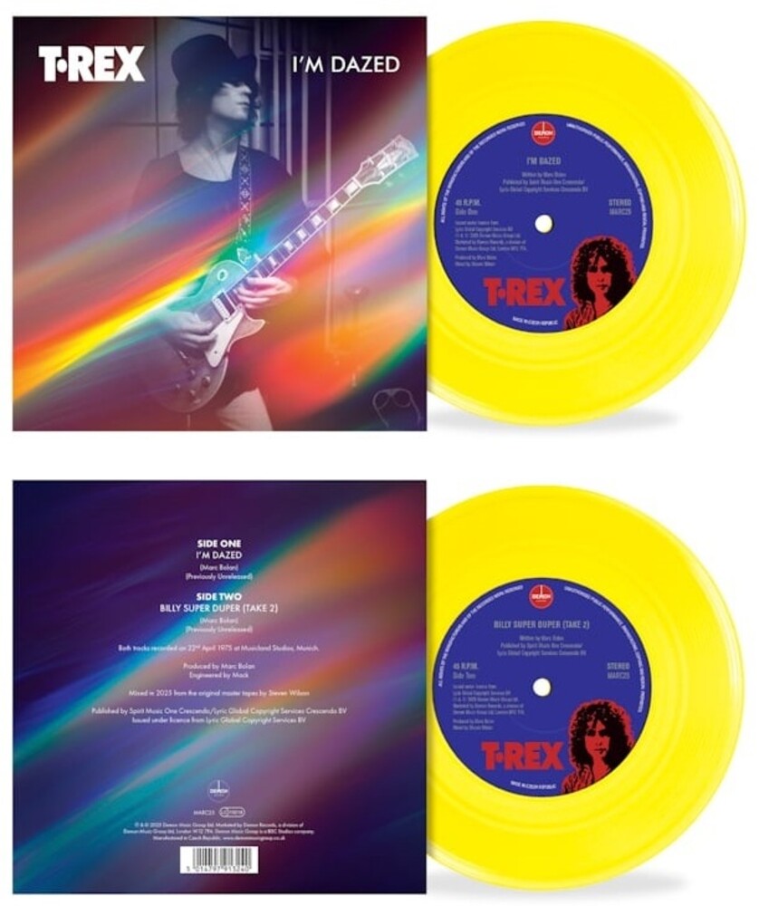 the album cover for T.Rex - I'm Dazed / Billy Super Duper - Yellow Vinyl (Ylw)