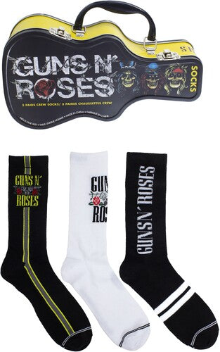 Perri's Guns N' Roses Socks 3 Pck Guitar Shape Tin - Perri's Guns N' Roses Socks 3 Pck Guitar Shape Tin - Apparel