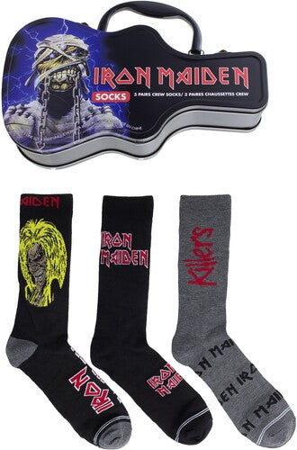 Perri's Iron Maiden Socks 3 Pack Guitar Shape Tin - Perri's Iron Maiden Socks 3 Pack Guitar Shape Tin - Apparel