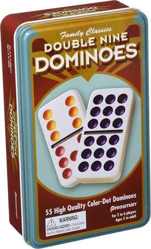 Pressman Games - Double Nine Color Dot Dominoes In Tin - Games