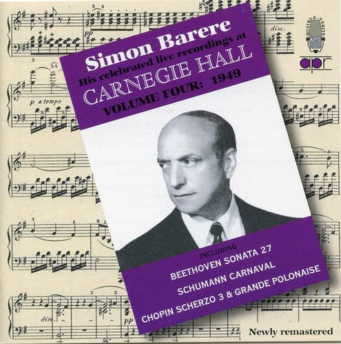 the album cover for Simon Barere - His Celebrated Live Recordings at Carnegie Hall-Vo