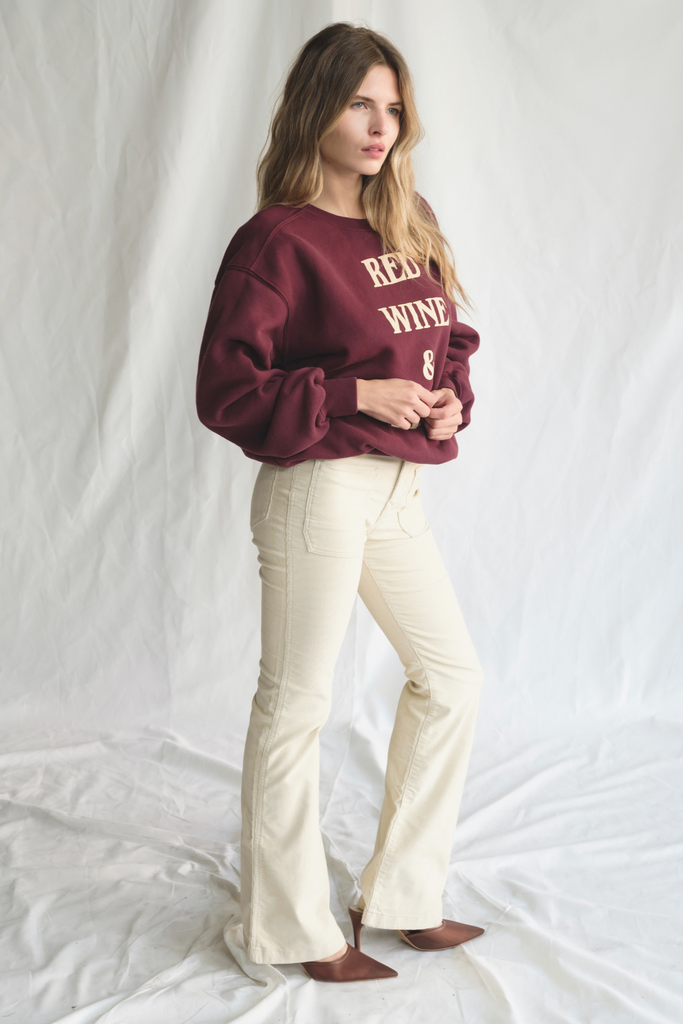Red Wine & Blue Womens Crewneck Pullover Sweatshirt