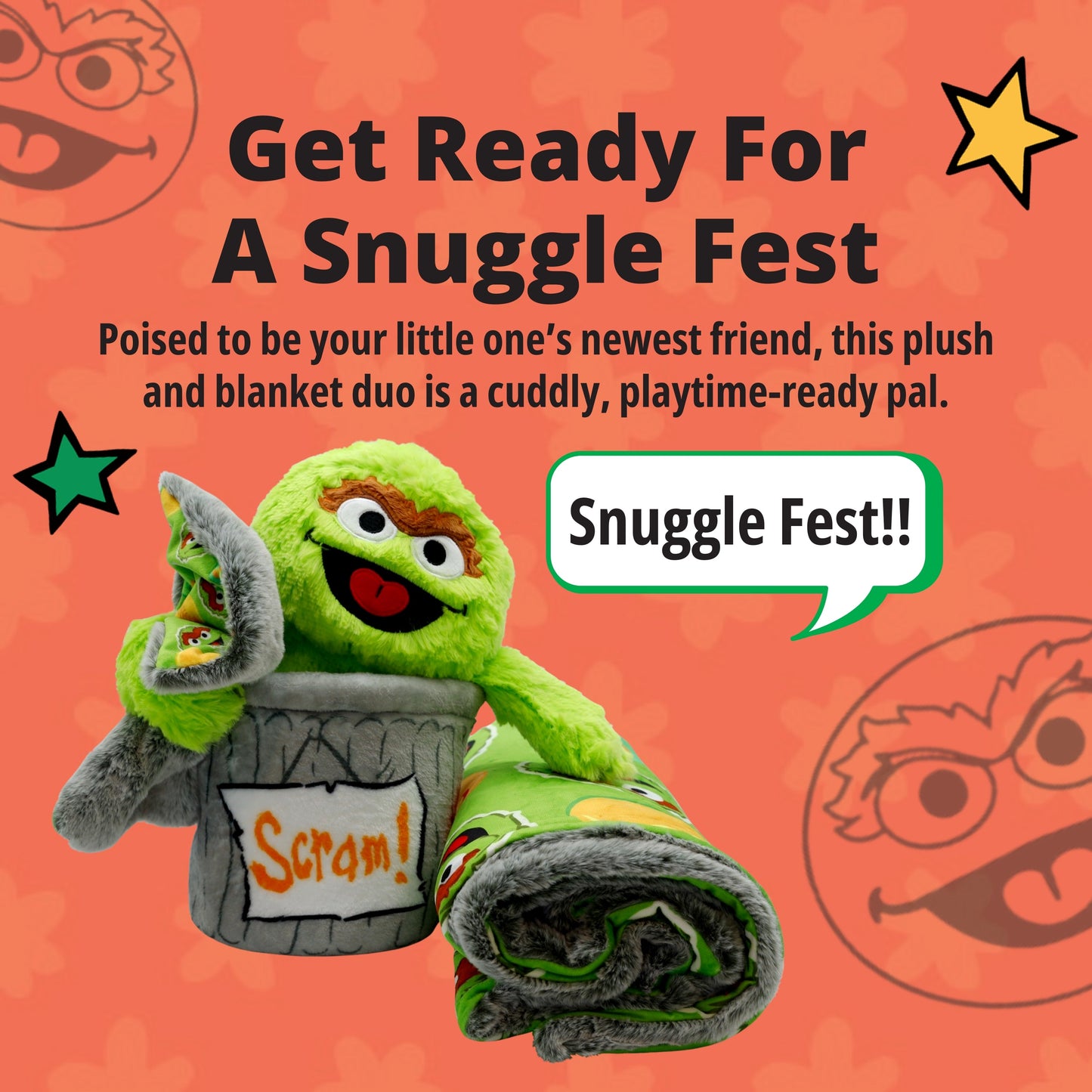 Sesame Street | Oscar The Grouch Blankie Bestie 2-in-1 Blanket & Plush
