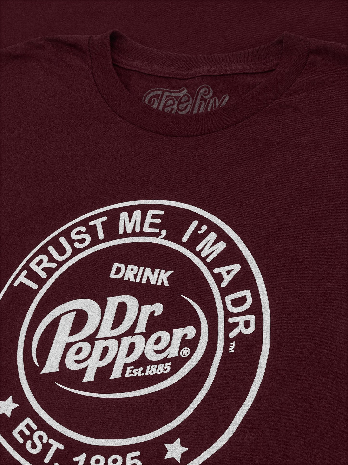 Dr Pepper Trust Me I'm A Dr Est 1885 Soda Pop Logo Mens T Shirt Officially Licensed Burgundy