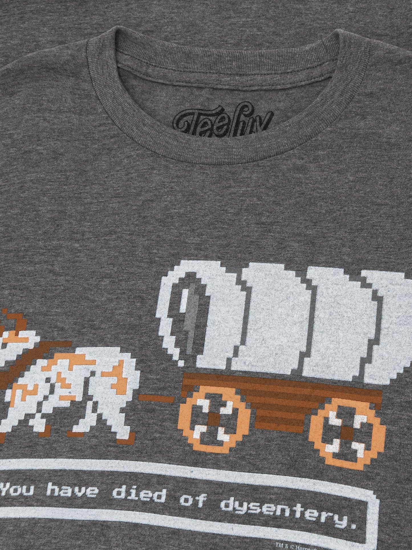 The Oregon Trail You Have Died of Dysentery Video Game Quote Mens T Shirt Officially Licensed Heather Graphite