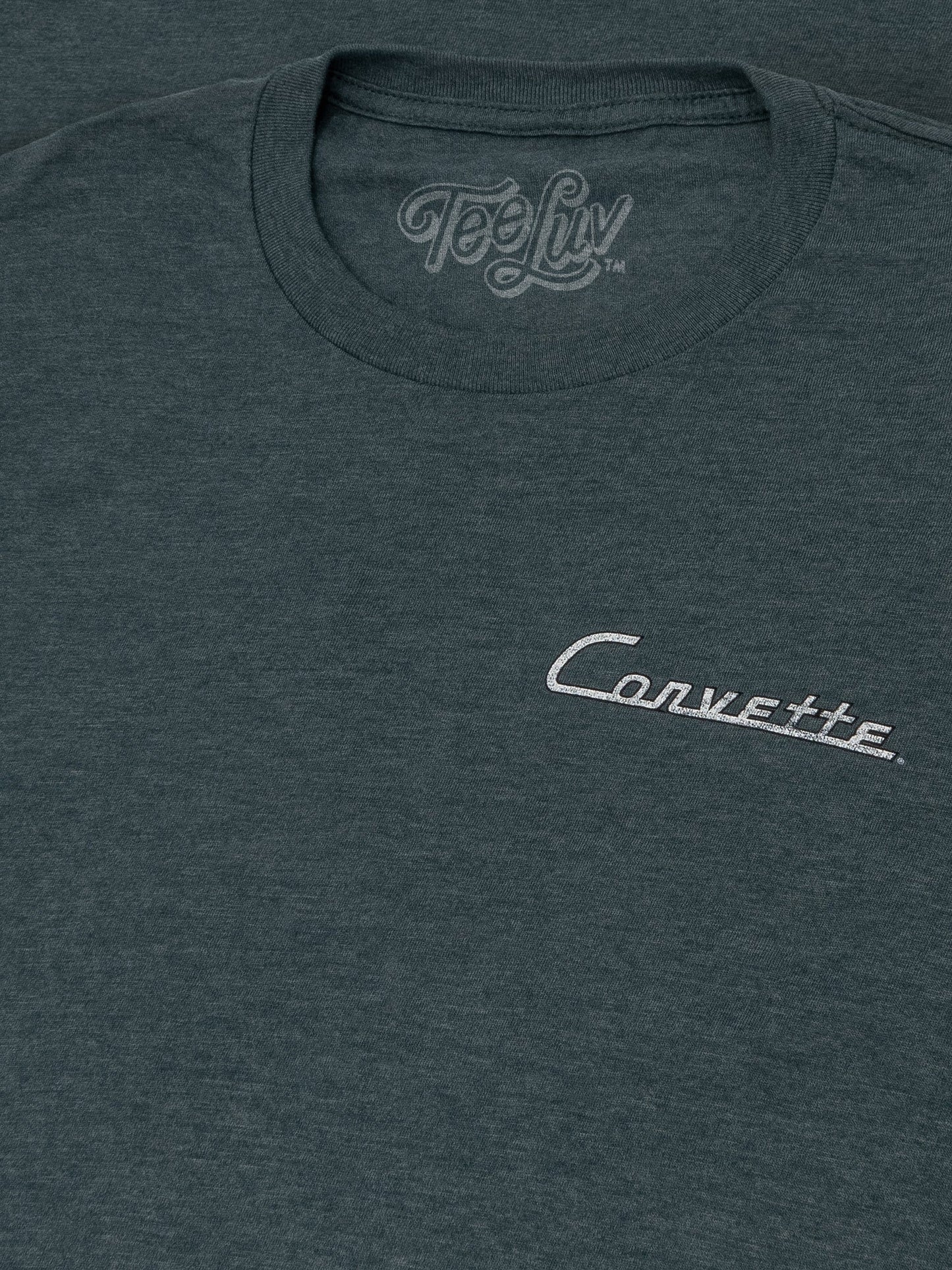 Chevy Corvette C1 Front and Back Print Mens T Shirt Officially Licensed Navy Heather