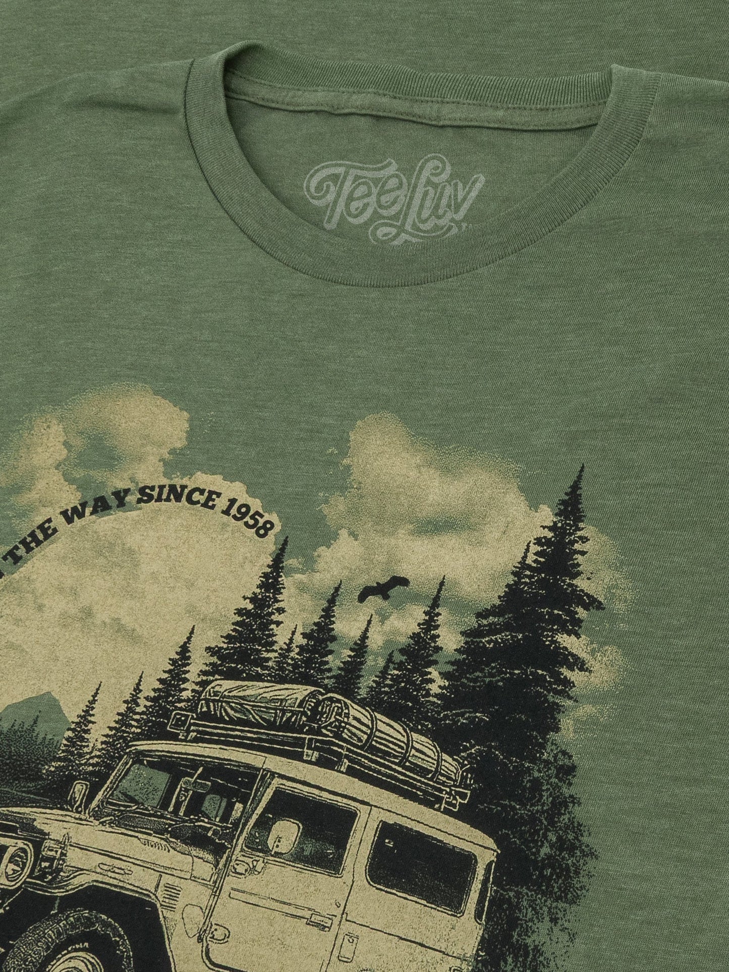 Toyota Land Cruiser Vintage Graphic Mens T Shirt Officially Licensed Canyon Green Heather