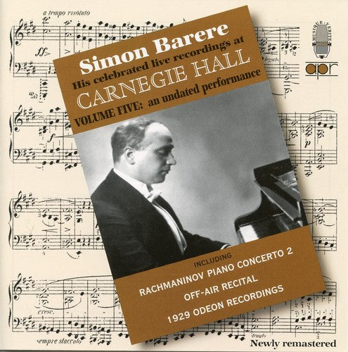 the album cover for Simon Barere - Live at Carnegie Hall-Vol. 5