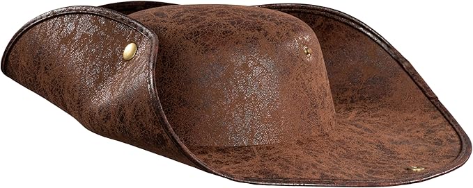 Pirate Hat Faux Leather Tricorn Colonial Renaissance Halloween Costume Cosplay Accessory