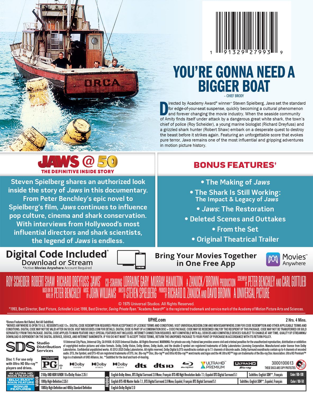 Jaws - 50th Anniversary - Limited Edition Steelbook (4K UHD + Blu-ray+ Digital)