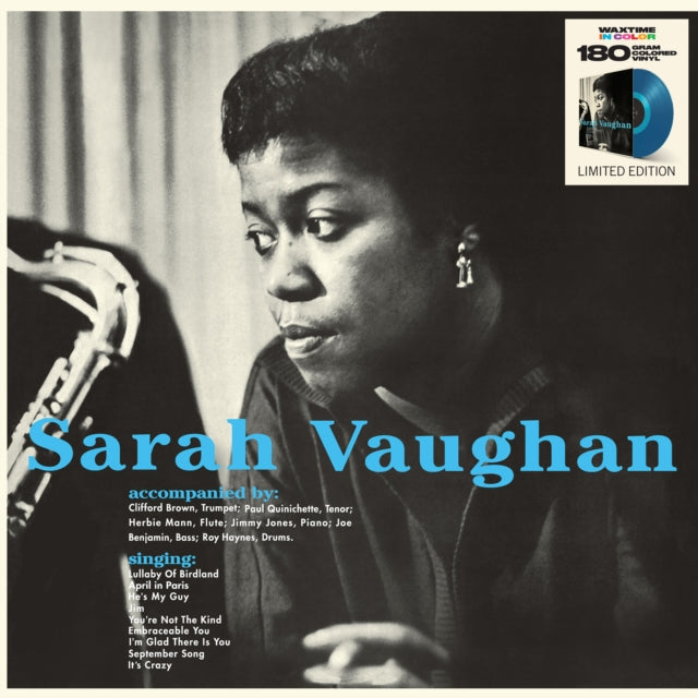 Sarah Vaughan With Clifford Brown (1 Bonus Track/180G/Limited Edition/Transparent Blue Virgin LP Vinyl) Vinyl Record