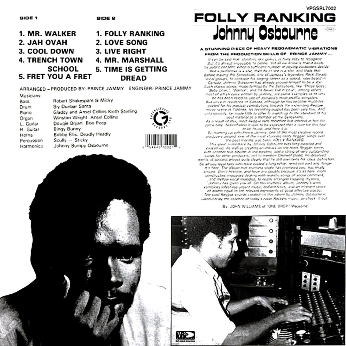 Johnny Osbourne - Folly Ranking Vinyl Record