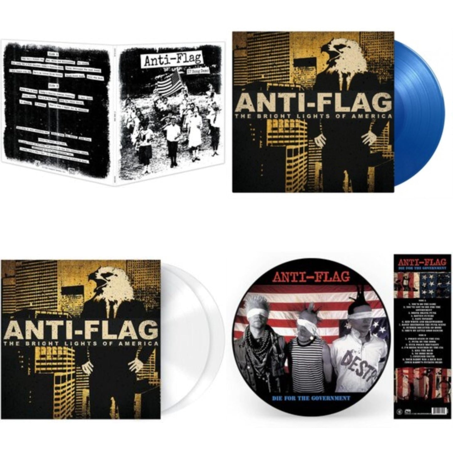 Anti-Flag - 17 Song Demo & Bright Lights Of America (2LP/180G/Blue Vinyl) & Bright Lights Of America (2LP/180G/Solid White Vinyl) & Die For The Government (Picture Disc)