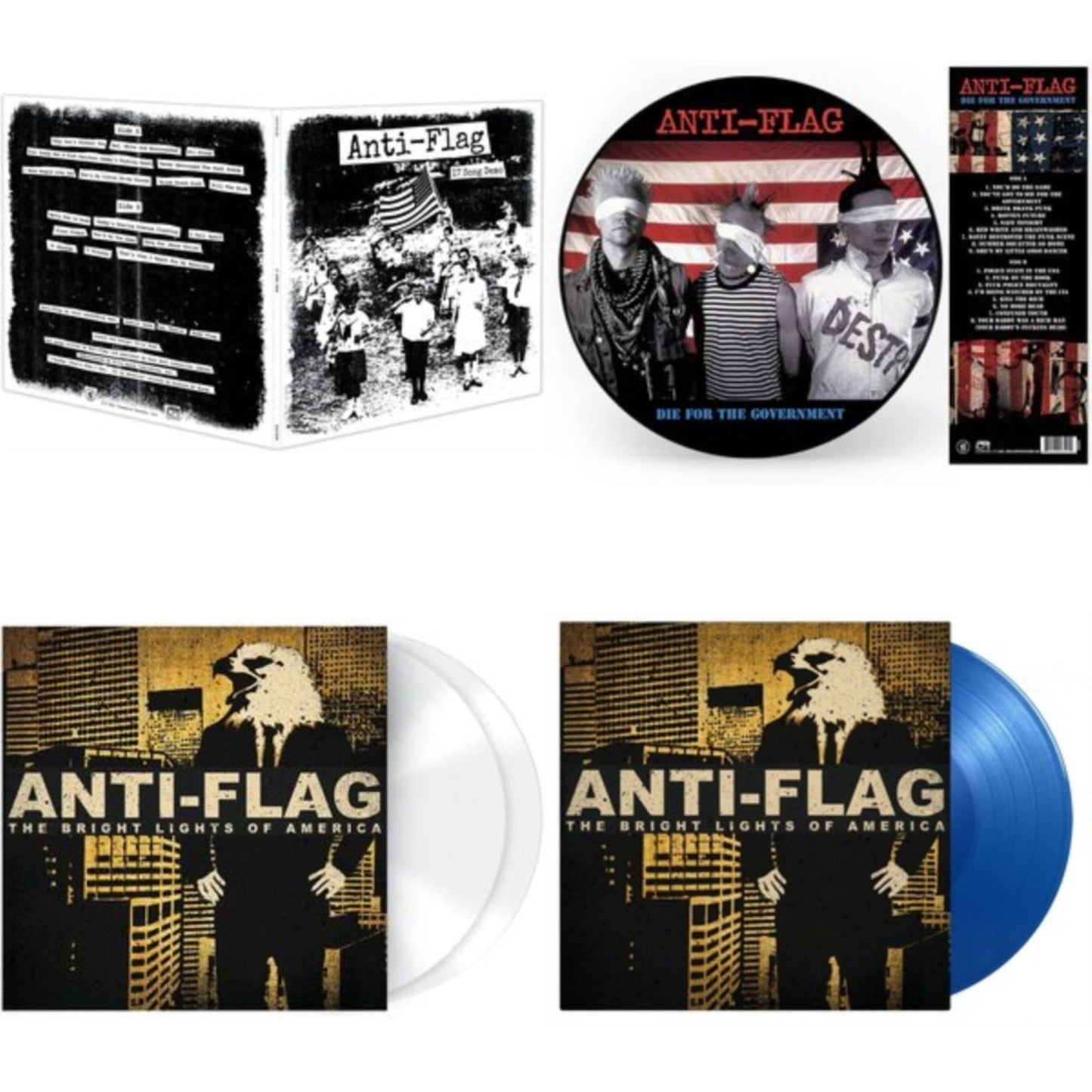 Anti-Flag - 17 Song Demo & Die For The Government (Picture Disc) & Bright Lights Of America (2LP/180G/Solid White Vinyl) & Bright Lights Of America (2LP/180G/Blue Vinyl)