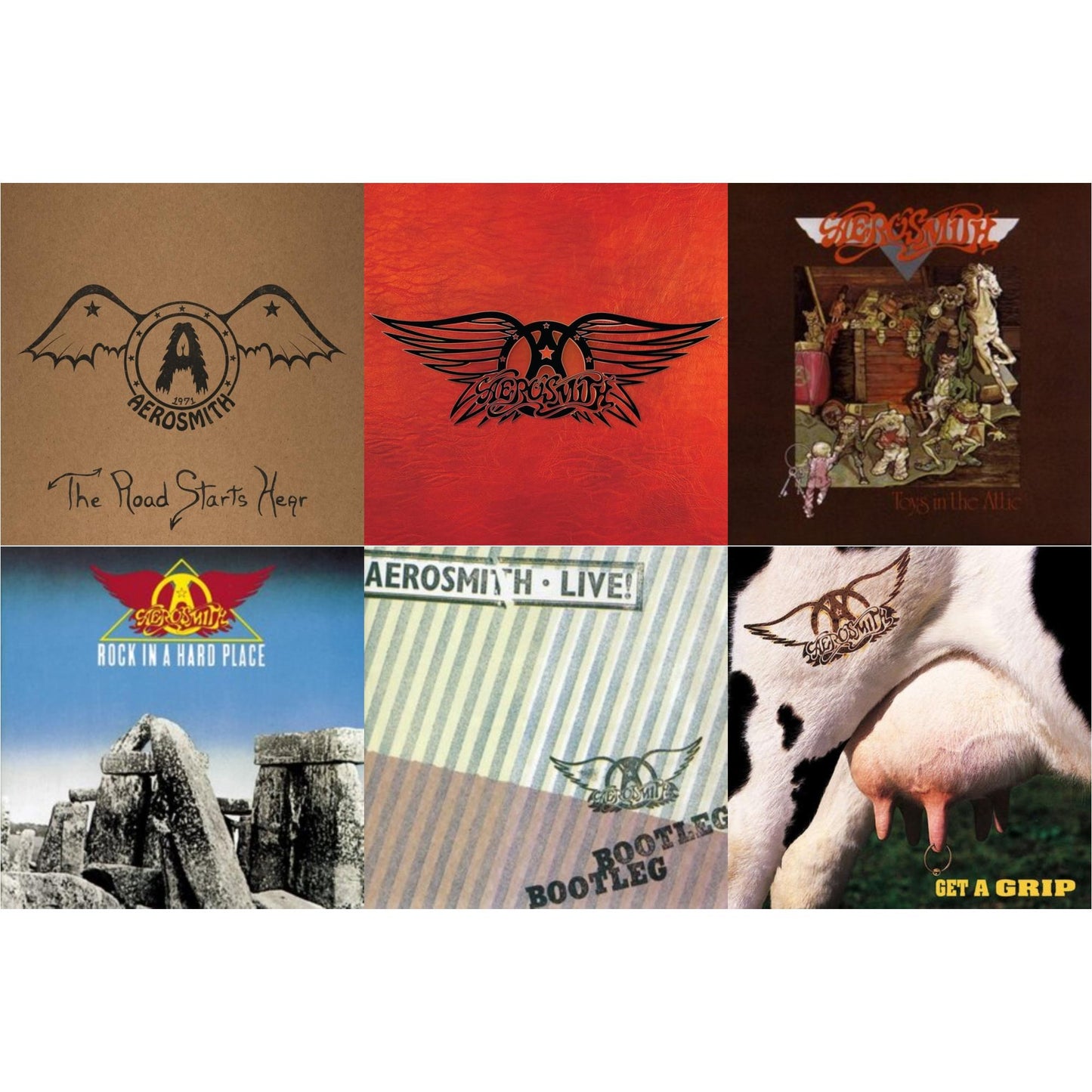 Aerosmith - 1971: The Road Starts Here & Greatest Hits & Toys In The Attic & Rock In A Hard Place & Live! Bootleg (2LP) & Get A Grip