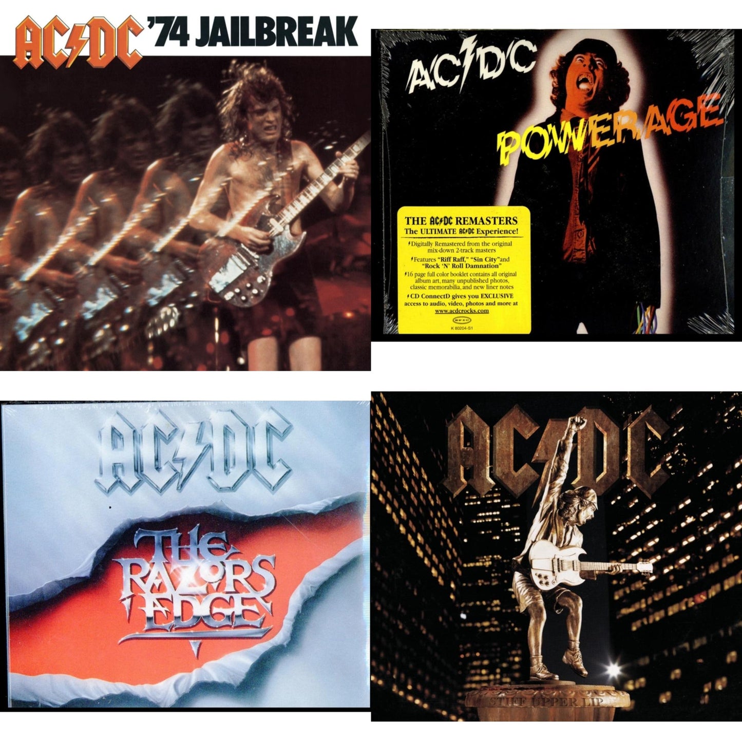 Ac/Dc - 74 Jailbreak & Powerage & Razor's Edge & Stiff Upper Lip - CD Bundle
