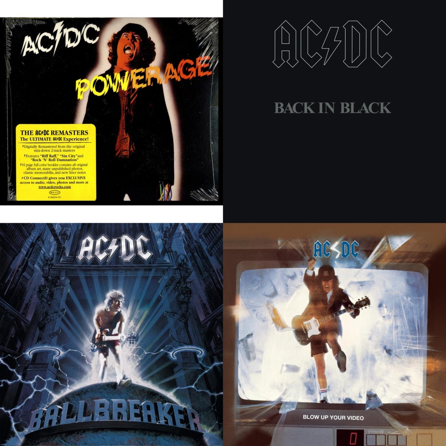Ac/Dc - Powerage & Back In Black & Ballbreaker & Blow Up Your Video - CD Bundle