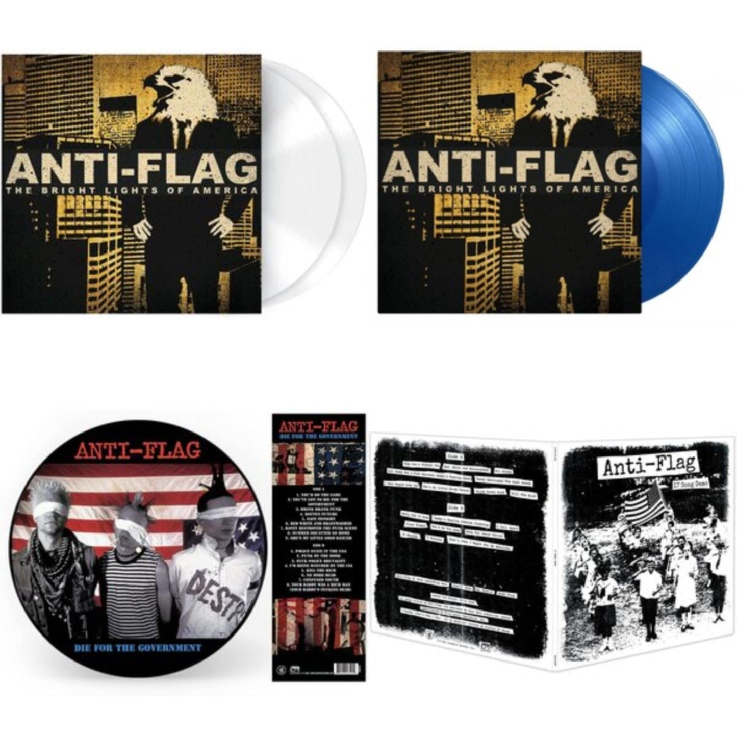 Anti-Flag - Bright Lights Of America (2LP/180G/Solid White Vinyl) & Bright Lights Of America (2LP/180G/Blue Vinyl) & Die For The Government (Picture Disc) & 17 Song Demo