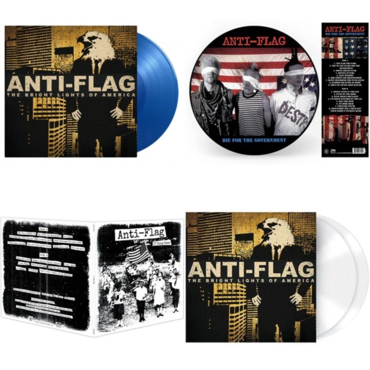 Anti-Flag - Bright Lights Of America (2LP/180G/Blue Vinyl) & Die For The Government (Picture Disc) & 17 Song Demo & Bright Lights Of America (2LP/180G/Solid White Vinyl)