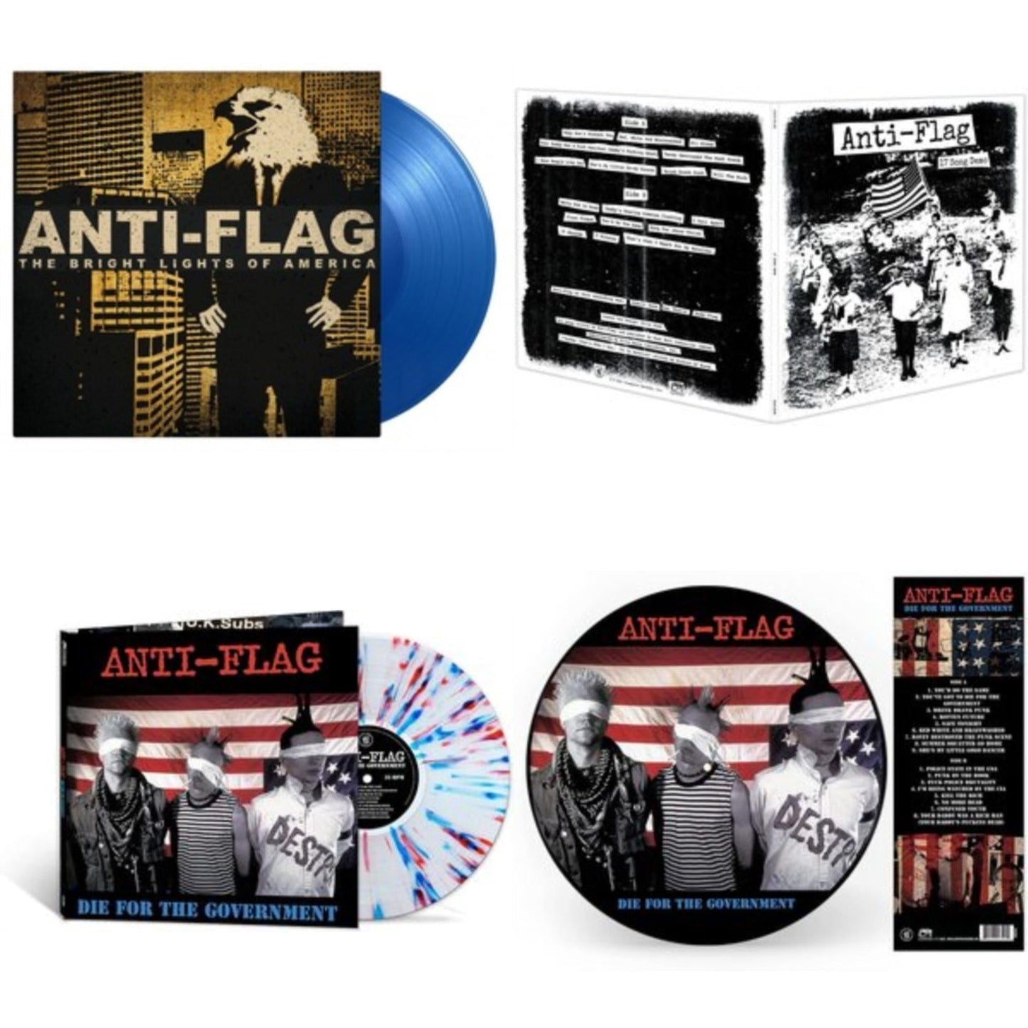 Anti-Flag - Bright Lights Of America (2LP/180G/Blue Vinyl) & 17 Song Demo & Die For The Government (Red White & Blue Splatter LP Vinyl) & Die For The Government (Picture Disc)