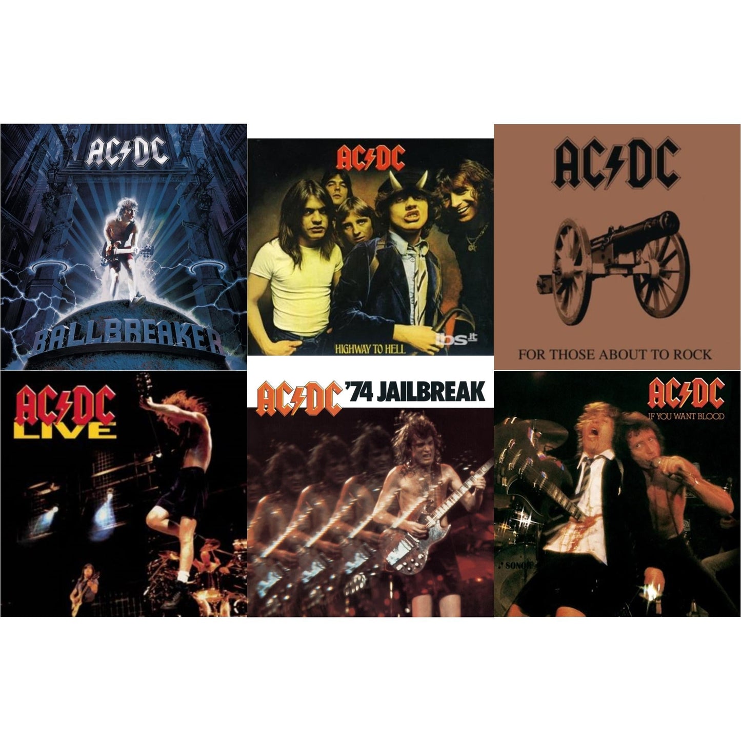 Ac/Dc - 74 Jailbreak & If You Want Blood You've Got It & Highway To Hell & For Those About To Rock & Live & Ballbreaker - CD Bundle