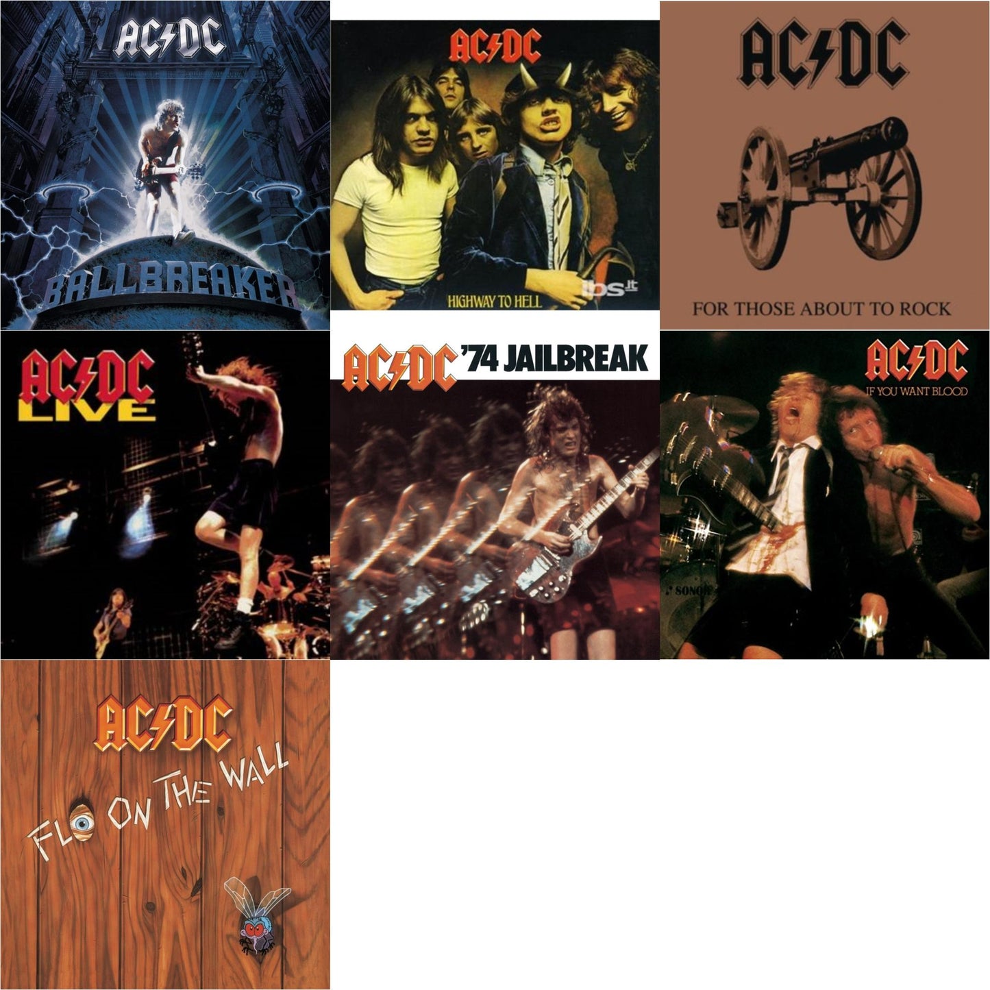 Ac/Dc - 74 Jailbreak & If You Want Blood You've Got It & Highway To Hell & For Those About To Rock & Live & Ballbreaker & Fly On The Wall - CD Bundle