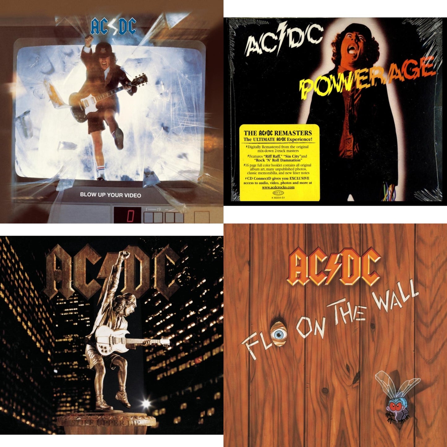 Ac/Dc - Powerage & Stiff Upper Lip & Blow Up Your Video & Fly On The Wall - CD Bundle